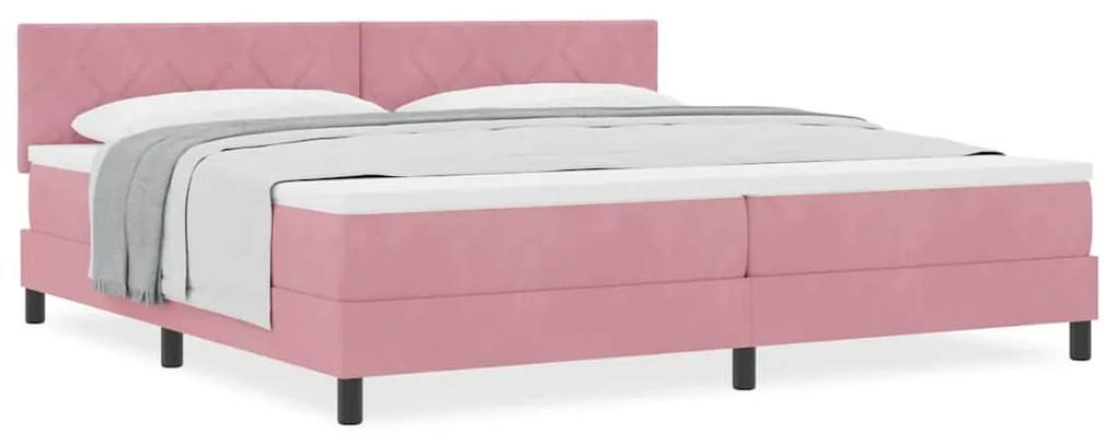 vidaXL Κρεβάτι με Ελατήρια και Στρώμα Ροζ 200 x 200 cm ύφασμα