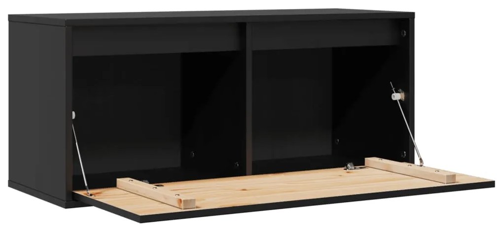 vidaXL Ντουλάπι Τοίχου Μαύρο 80 x 30 x 35 εκ. από Μασίφ Ξύλο Πεύκου