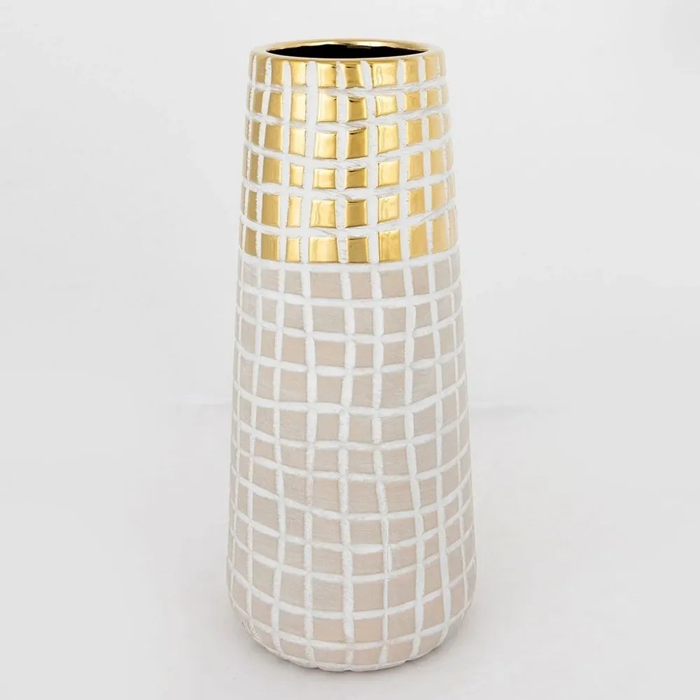 Βάζο Κεραμικό 752-20134 14x14x32cm Beige-Gold Estheti Home Ceramic