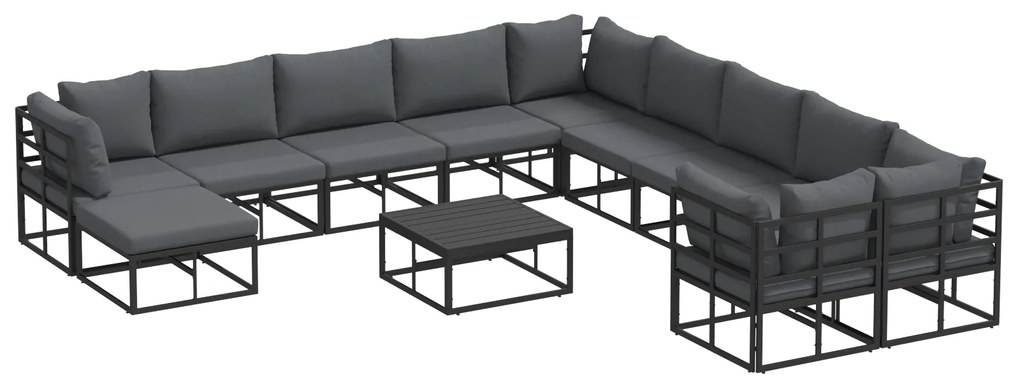 vidaXL Σετ Καναπέ Κήπου 12 pcs Μαύρο Μέταλλο