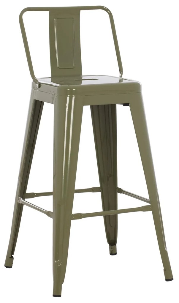 Σκαμπό μπαρ Melita-Pro Μεσαίου ύψους Μεταλλικό Dark Olive Green 43x43x88Υ εκ. 43x43x88 εκ.