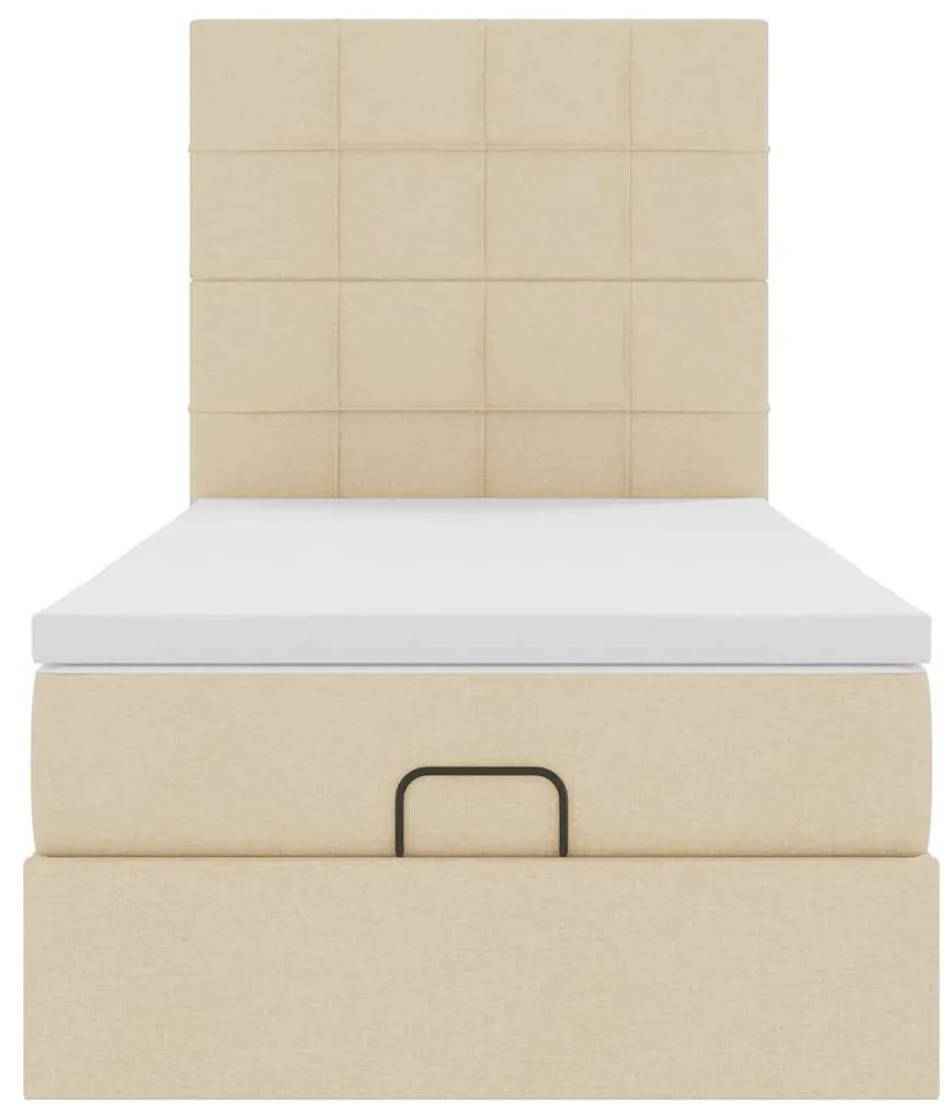 vidaXL Οθωμανικό κρεβάτι με στρώμα Cream 100x200cm ύφασμα