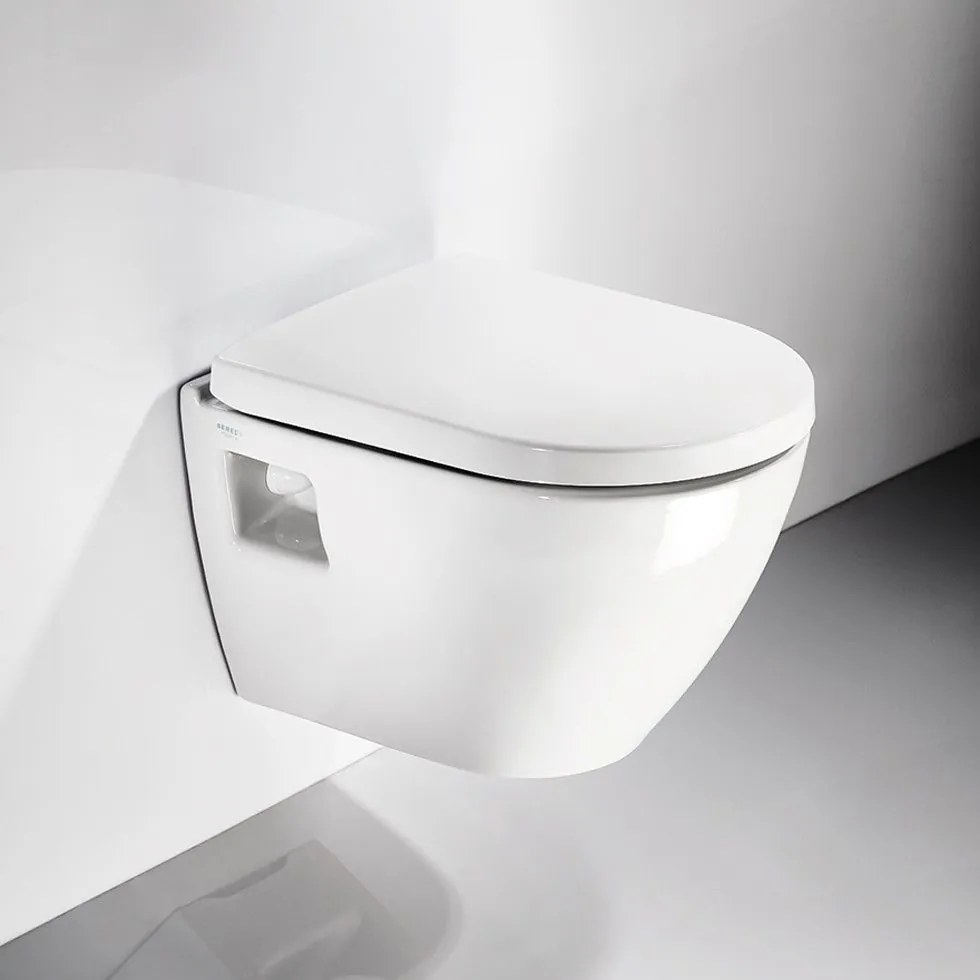 Serel Smart SM1200 Hygiene Plus Πορσελάνινη Λεκάνη Κρεμαστή 48,5cm με κάλυμμα βακελίτη απλό