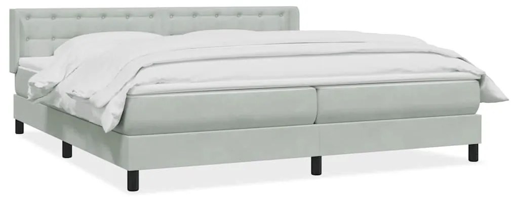 Κρεβάτι Boxspring με Στρώμα Ανοιχτό Γκρι 180x210 εκ. Βελούδινο - Γκρι