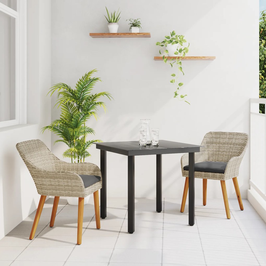 vidaXL Σετ τραπεζαρίας 3 pcs Ανοιχτό γκρι και Μαύρο Μέγεθος: Μεσαίο