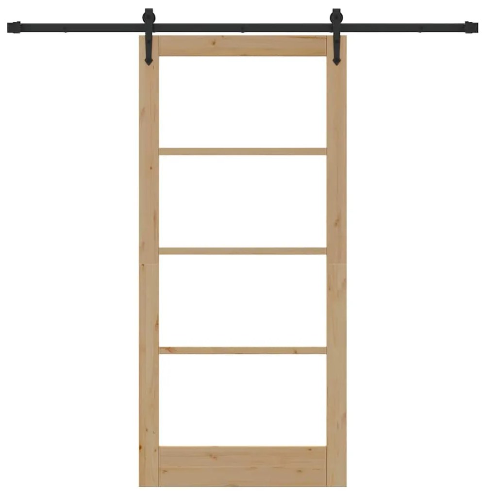 vidaXL Συρόμενη Πόρτα Χειροκίνητος Καφέ 93 x 202 cm Ξύλο και μέταλλο