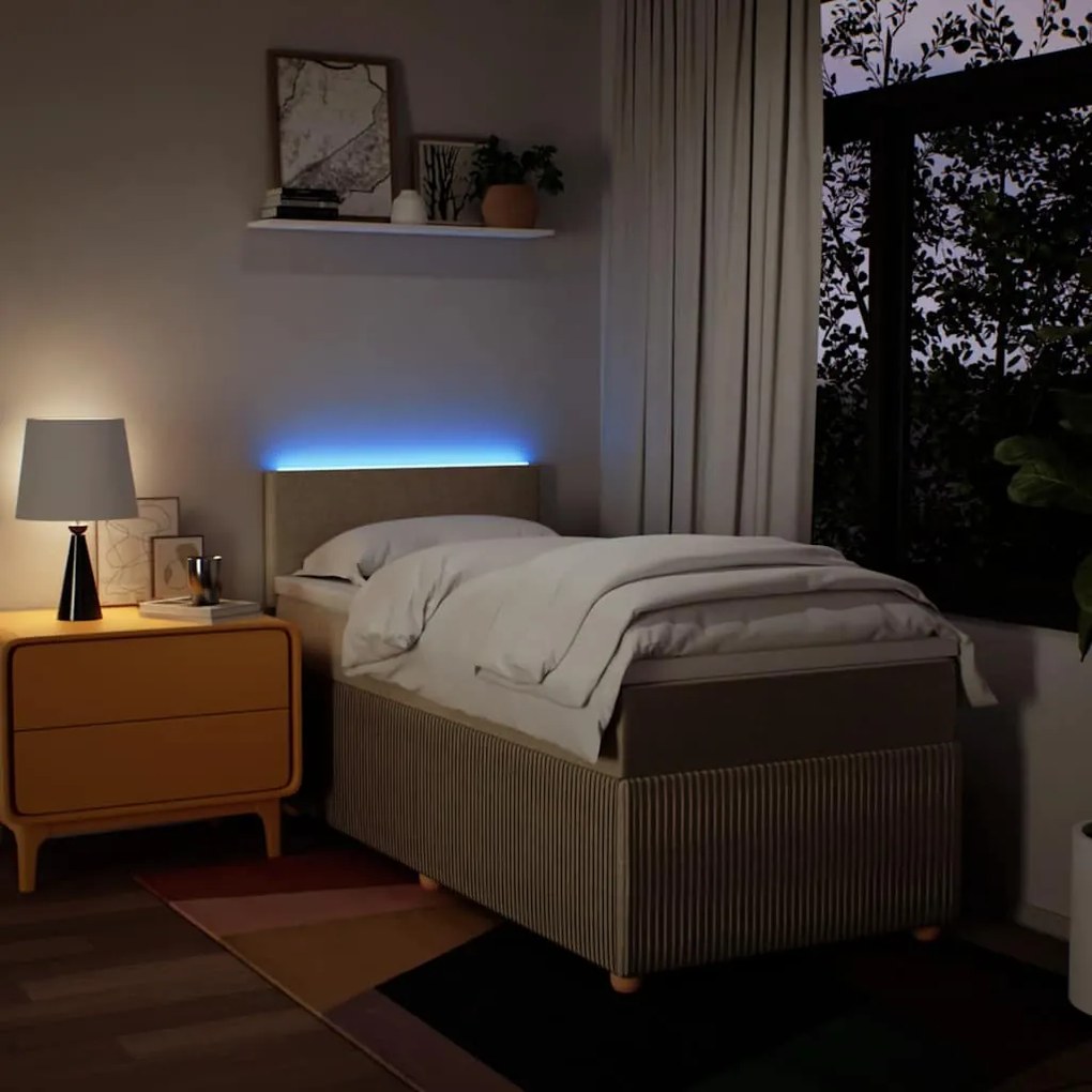 vidaXL Κρεβάτι Boxspring με Στρώμα Κρεμ 100 x 200 εκ. Υφασμάτινο