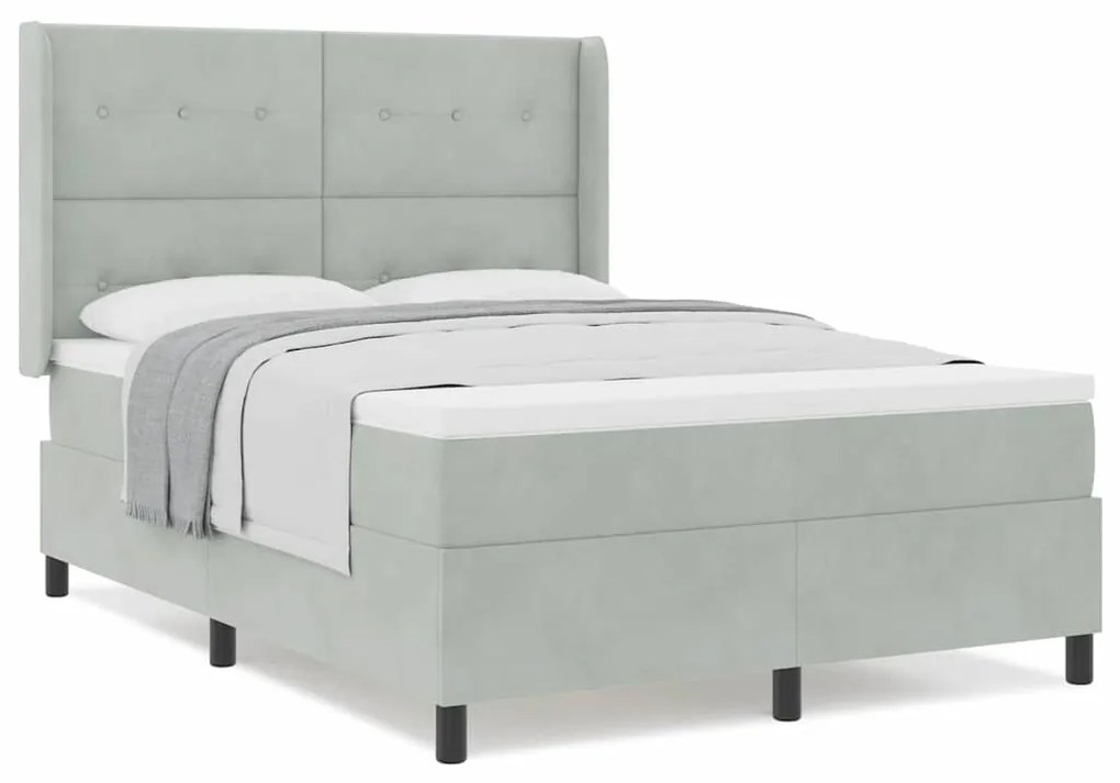 vidaXL Κρεβάτι με ελατήρια Ανοιχτό γκρι 140 x 200 cm Βελούδο