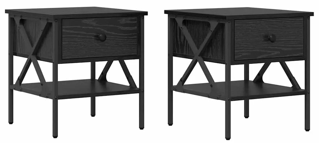 vidaXL Κομοδίνο με συρτάρι 2 pcs Μαύρη δρυς 40 x 42 x 45 εκ.