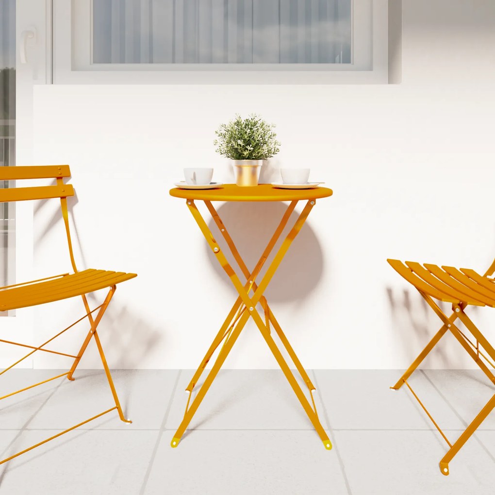 vidaXL Τραπέζι Bistro Πτυσσόμενο Μουσταρδί Ø50x71 εκ. Κατασκευασμένο από Ατσάλι με επιστρώσεις σκόνης