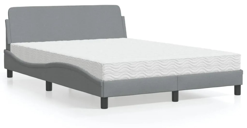 Κρεβάτι με Στρώμα Dover Ανοιχτό Γκρι 140x200 εκ. Υφασμάτινο