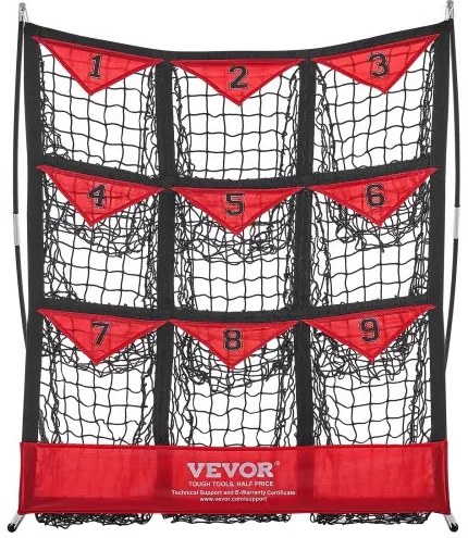 VEVOR 9 Hole Baseball Net, 36&quot;x30&quot; Softball Baseball Training Equipment for Hitting Pitching Practice, Portable Quick Assembly Trainer Aid with Carry Bag, Strike Zone, Ground Stakes, for Youth Adults