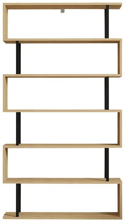 Βιβλιοθήκη Ziza pakoworld σε oak απόχρωση 90x22x162.6εκ (1 τεμάχια)
