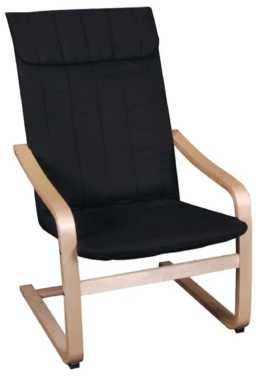WOODWELL Ε7150,2HAMILTON Πολυθρόνα Σαλονιού Καθιστικού, Σημύδα - Ύφασμα Μαύρο 59x80x93cm Ε7150,2