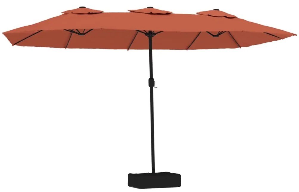 vidaXL Ομπρέλα Κήπου με Διπλή Κορυφή και LED Τερακότα 449 x 265 εκ.