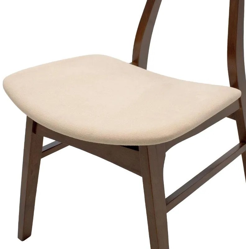 Tραπεζαρία Benson - Orlean σετ 5τμχ καρυδί - ύφασμα μπεζ 80x80x75εκ 80x80x75 εκ.