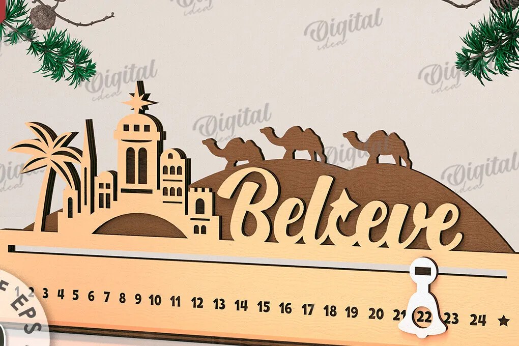 Intra απο ξύλο plywood 3mm-4mm πάχος - Countdown Advent Calendar Cut Laser Δίασταση 30x20 cm INTRAFABR-108028396