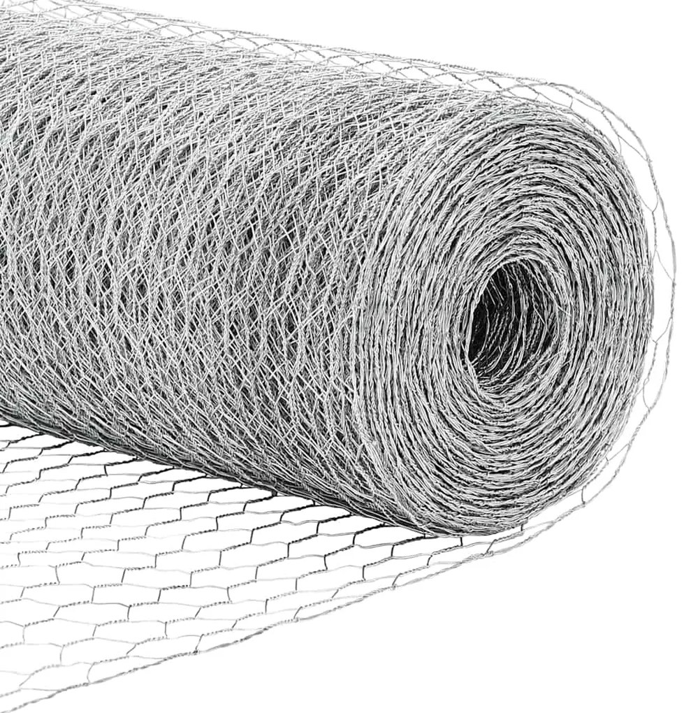 vidaXL Φράχτης Εξαγώνου Ασημί 1 x 50 m Γαλβανισμένος χάλυβας