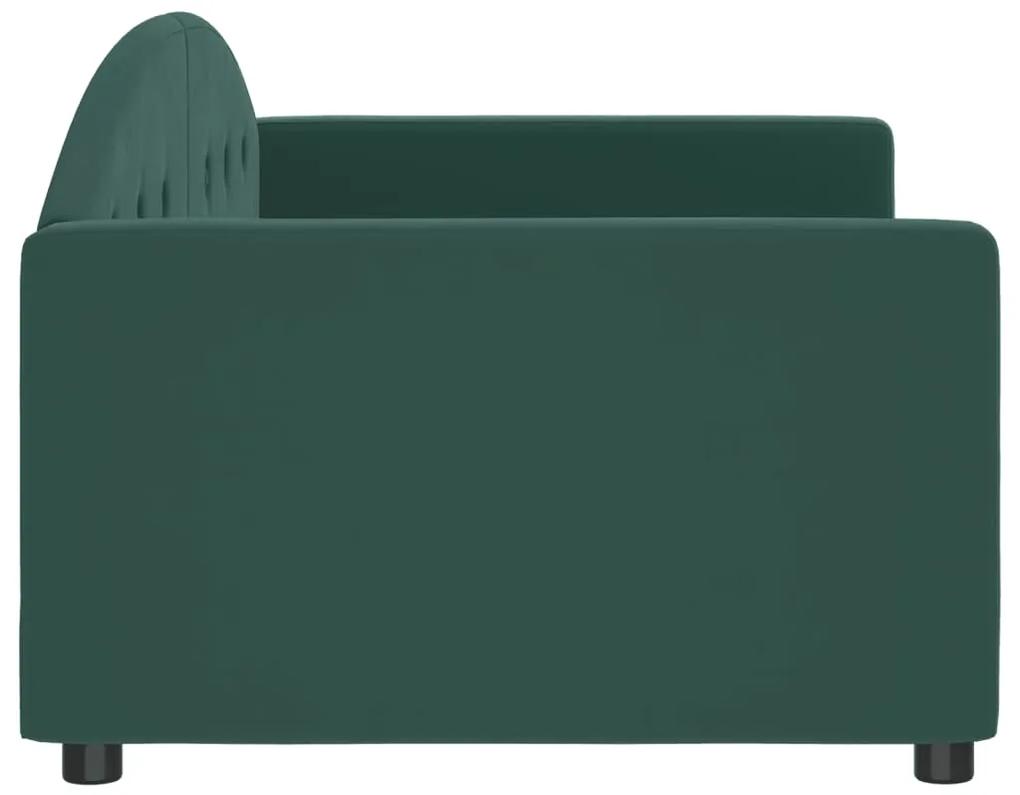 vidaXL Καναπές Κρεβάτι Σκούρο Πράσινο 90 x 200 εκ. Βελούδινος