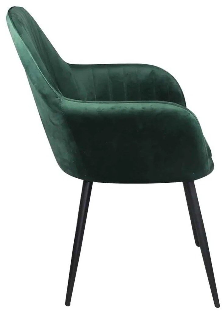 Valery Πολυθρόνα Μέταλλο Βαφή Μαύρο / Ύφασμα Velure Forest Green . Διάσταση: 55x61x87cm (Σετ 2 ΤΕΜ)