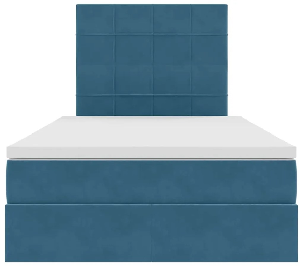 vidaXL Κρεβάτι με αποθηκευτικό χώρο και LED Σκούρο Μπλε 120 x 200 cm