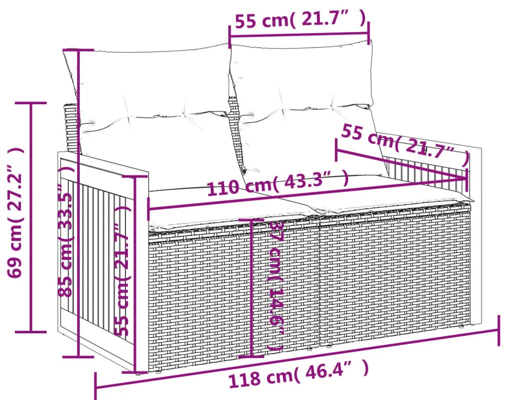 vidaXL Σετ Καναπέ Κήπου 5 τεμ. Μπεζ Συνθετικό Ρατάν με Μαξιλάρι