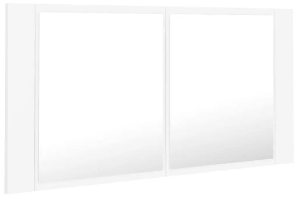 Καθρέφτης Μπάνιου με Ντουλάπι LED Λευκός 90x12x45 εκ. Ακρυλικός - Λευκό