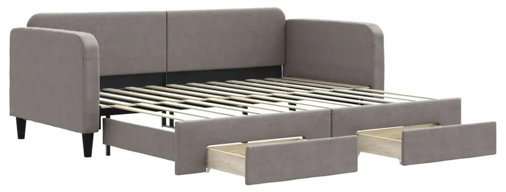 vidaXL Καναπές Κρεβάτι Συρόμενος Taupe 90x200 εκ. Ύφασμα & Συρτάρια