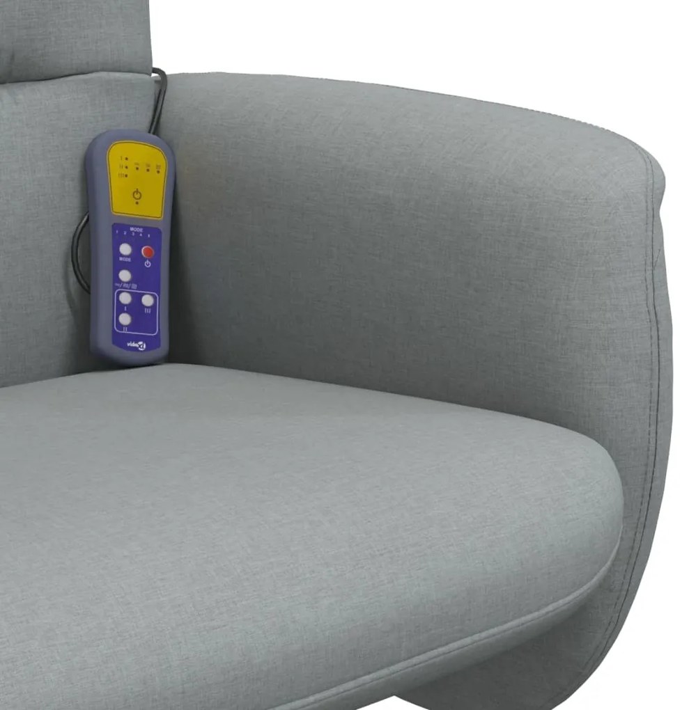 vidaXL Πολυθρόνα Μασάζ Ανακλινόμενη με Υποπόδιο Αν. Γκρι Υφασμάτινη