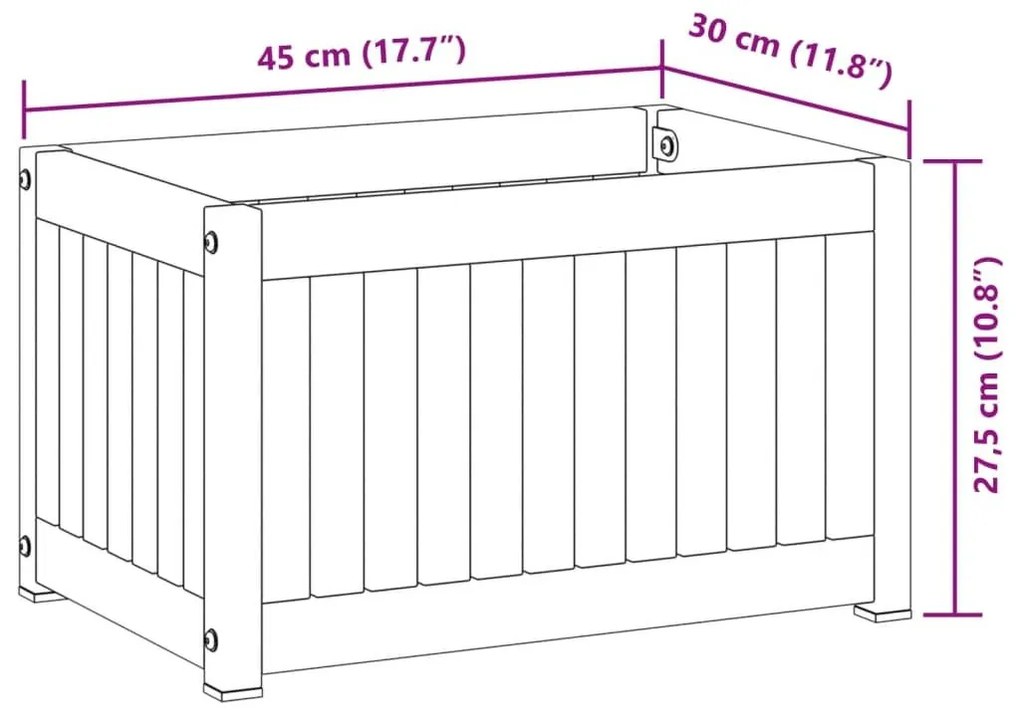 Ζαρντινιέρα Κήπου 45 x 30 x 27,5 εκ. Μασίφ Ξύλο Ακακίας/Ατσάλι - Καφέ