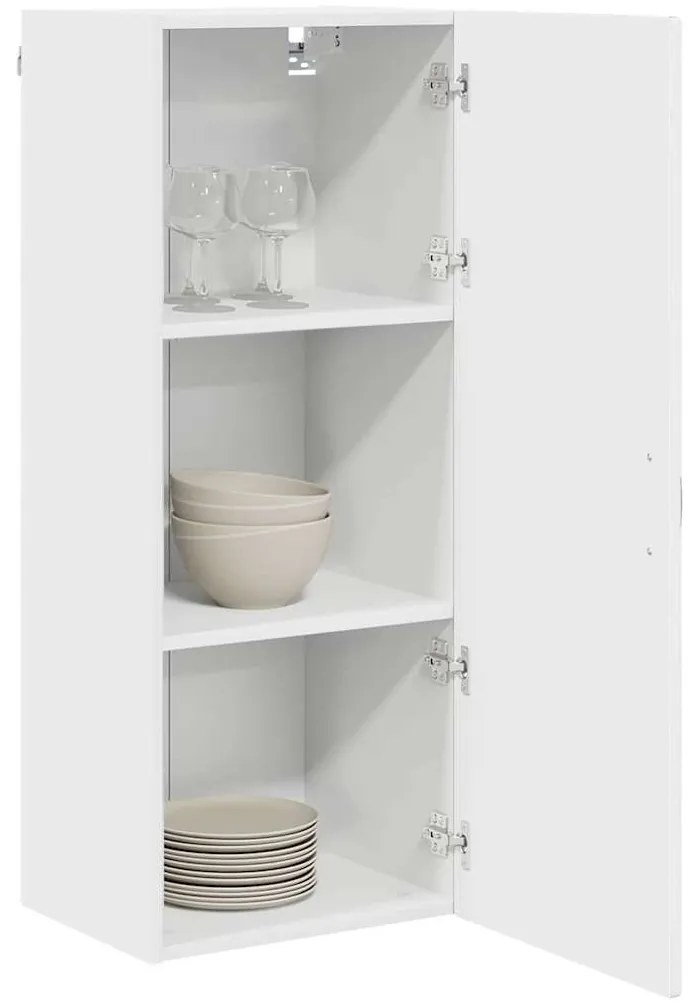 vidaXL Κρεμαστό ντουλάπι κουζίνας με ράφι Υψηλής γυαλάδας λευκό