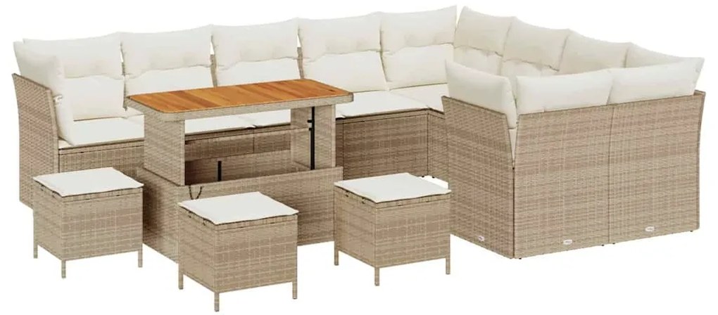 vidaXL Σετ Καναπέ Κήπου 13 pcs Μπεζ συνθετικό ρατάν
