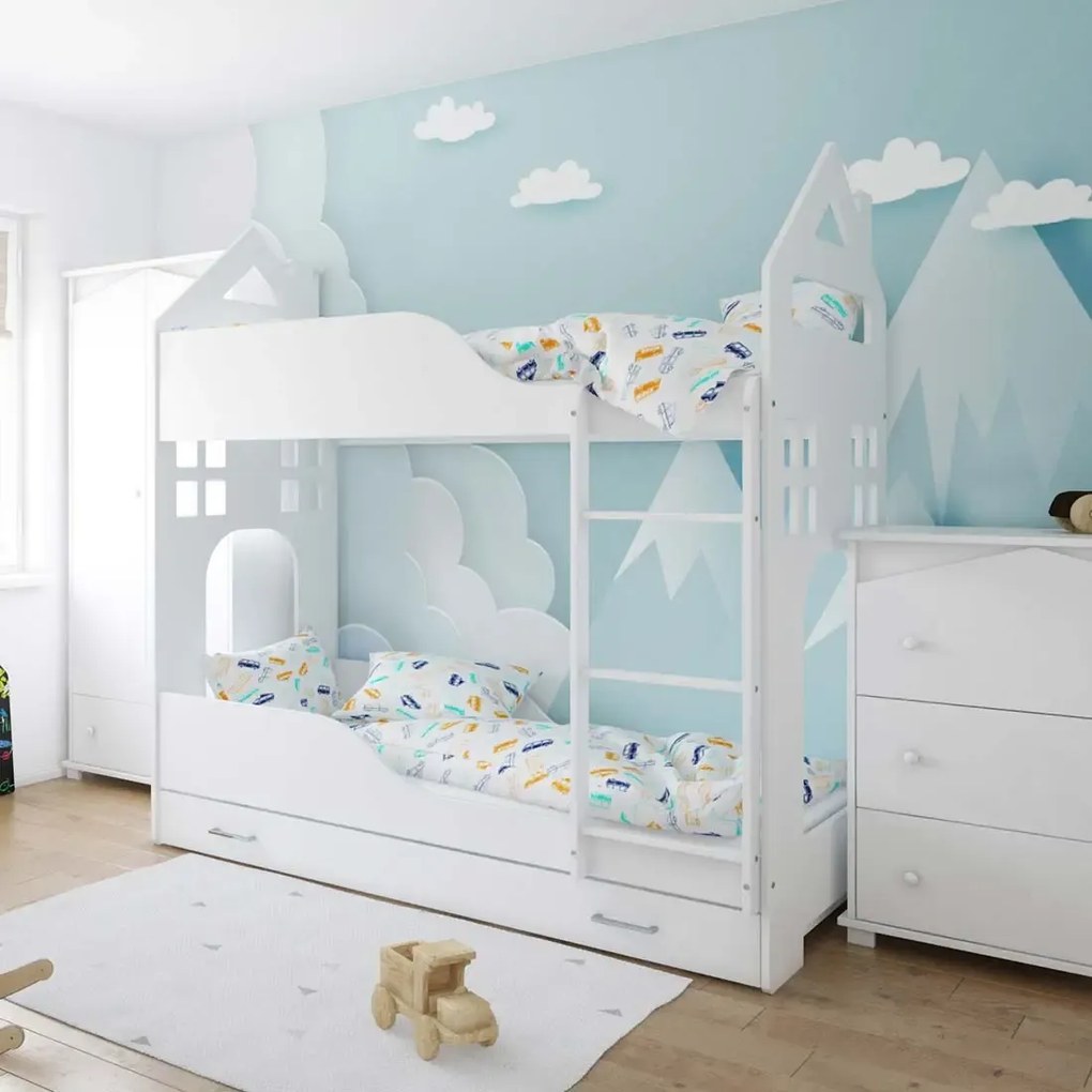 Παιδική Κουκέτα  με Συρτάρι  House II White  80x180cm  BC50020 BabyCute (Δώρο τα Στρώματα)