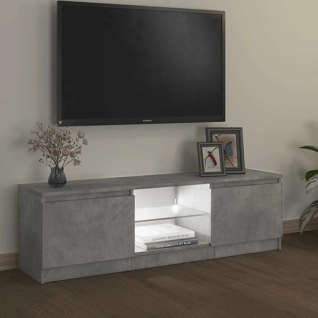 vidaXL Έπιπλο Τηλεόρασης με LED Γκρι Σκυρδέματος 120 x 30 x 36 εκ.