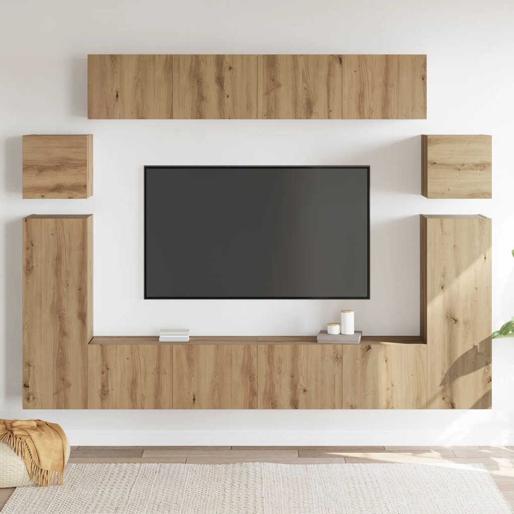 vidaXL Σετ επίπλου τηλεόρασης 8 pcs Καφέ 30.5 x 30 x 90 cm