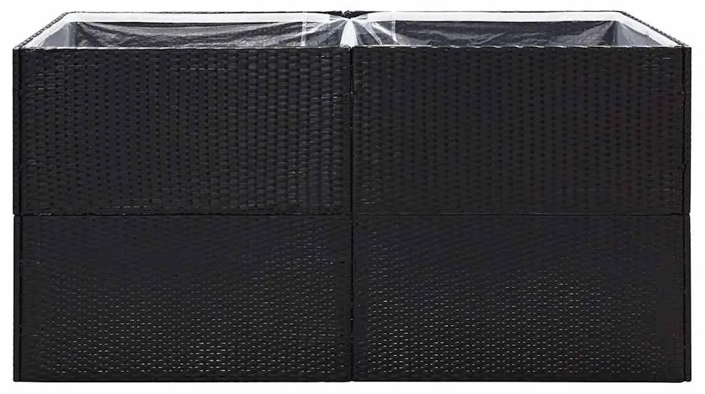 vidaXL Ζαρντινιέρα Κήπου Μαύρη 157 x 80 x 80 εκ. από Συνθετικό Ρατάν