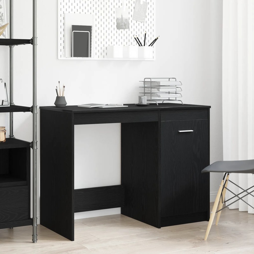 vidaXL Γραφείο Μαύρο Δρυς 100x50x76 εκ Επεξεργασμένο ξύλο