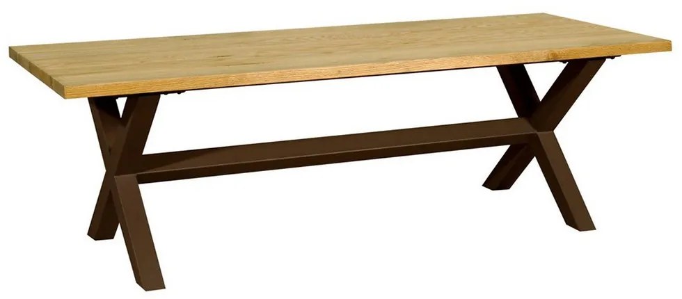Τραπέζι Μεταλλικό Με Ξύλο Οξιάς 186773 85-95x230x72cm Natural-Brown