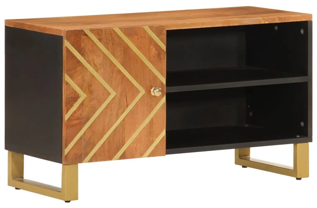 vidaXL Έπιπλο Τηλεόρασης Καφέ/Μαύρο 80x31,5x46 εκ. Μασίφ Ξύλο Μάνγκο