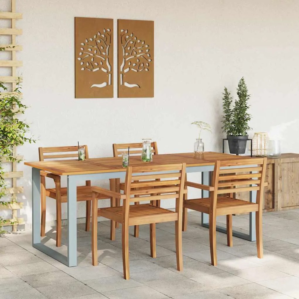 vidaXL Τραπέζι Κήπου για Φαγητό Γκρι 200 x 90 x 75 cm