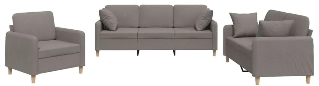 vidaXL Σετ Σαλονιού 3 Τεμαχίων Taupe από Ύφασμα