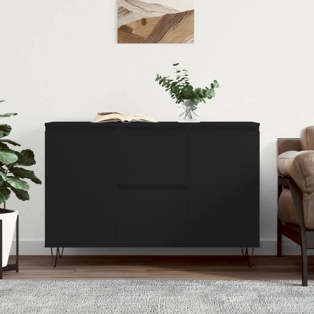 vidaXL Μπουφές Μαύρος 101,5 x 35 x 70 εκ. από Επεξεργασμένο Ξύλο