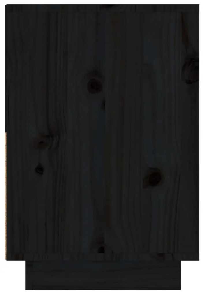Κομοδίνα 2 τεμ. Μαύρα 60 x 34 x 51 εκ. από Μασίφ Ξύλο Πεύκου - Μαύρο