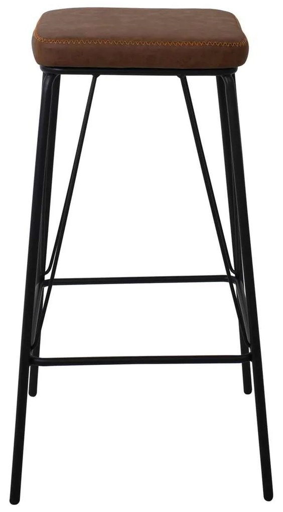 Σκαμπώ BAR PANTON Μεταλικό Μαύρο/Pu Brown 43x43x76cm (Σετ 2 ΤΕΜ)