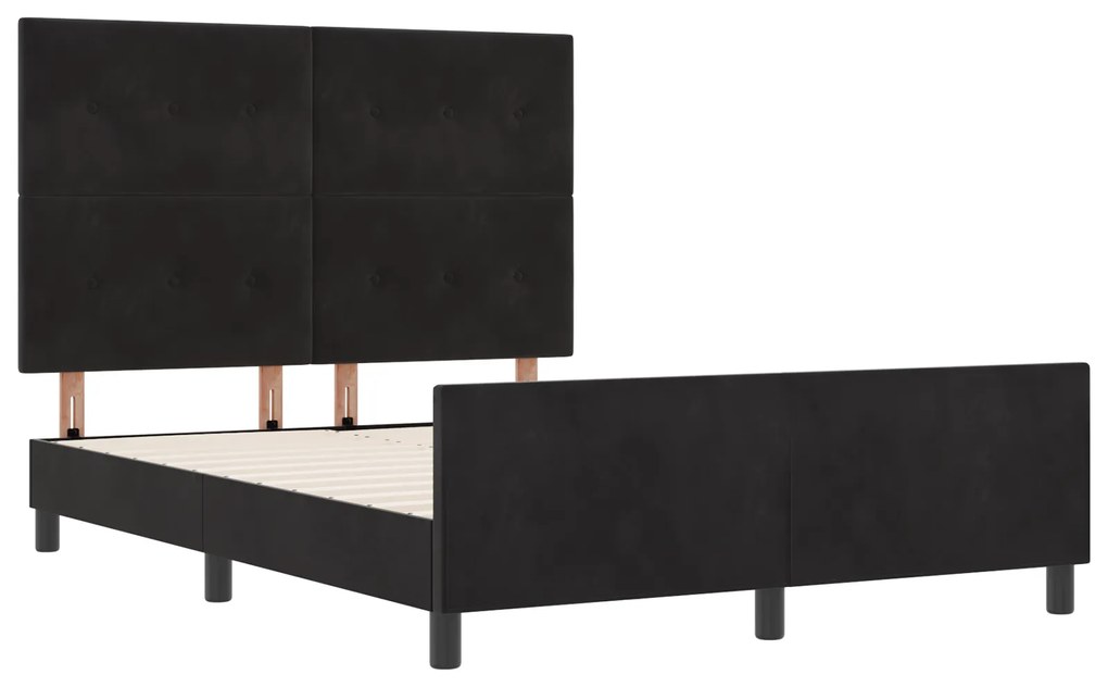 vidaXL Σκελετός Κρεβατιού με κεφαλάρι Μαύρο 160 x 200 cm Βελούδο