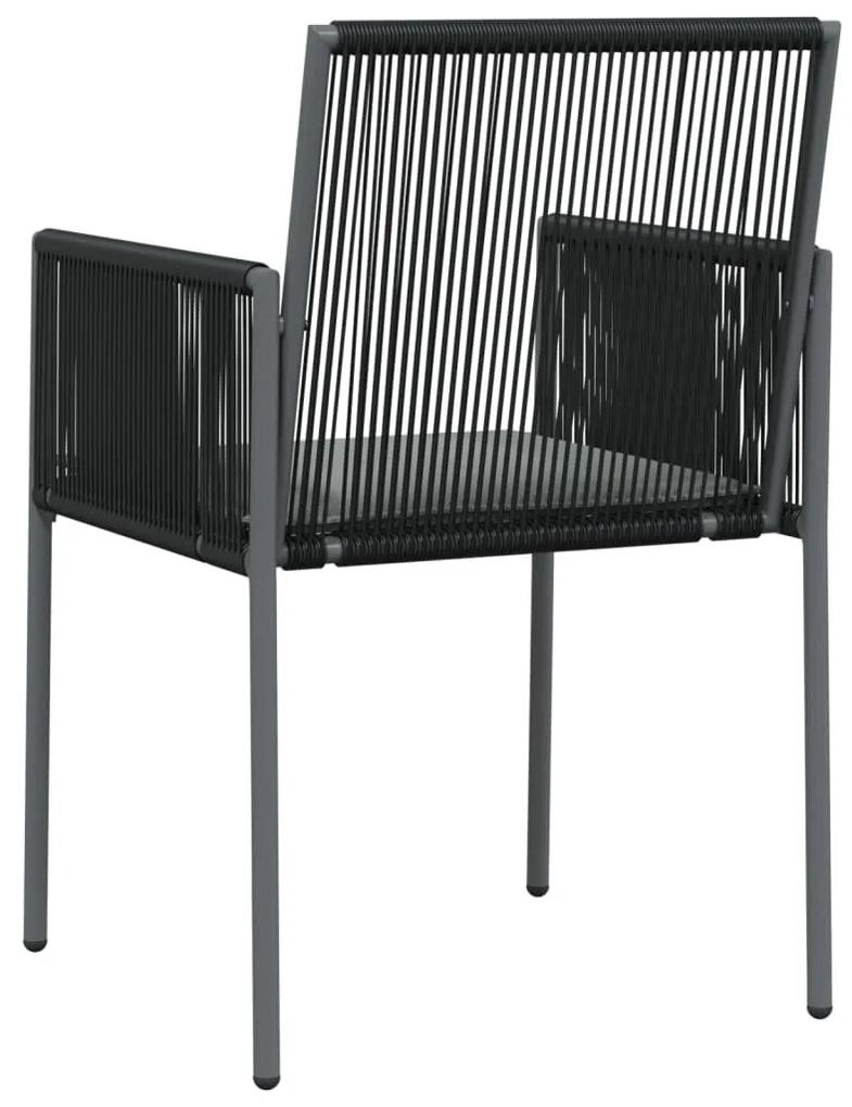 Καρέκλες Κήπου 2 τεμ. Μαύρες 54x60,5x83,5 εκ Συνθ. Ρατάν/Μαξιλ. - Μαύρο