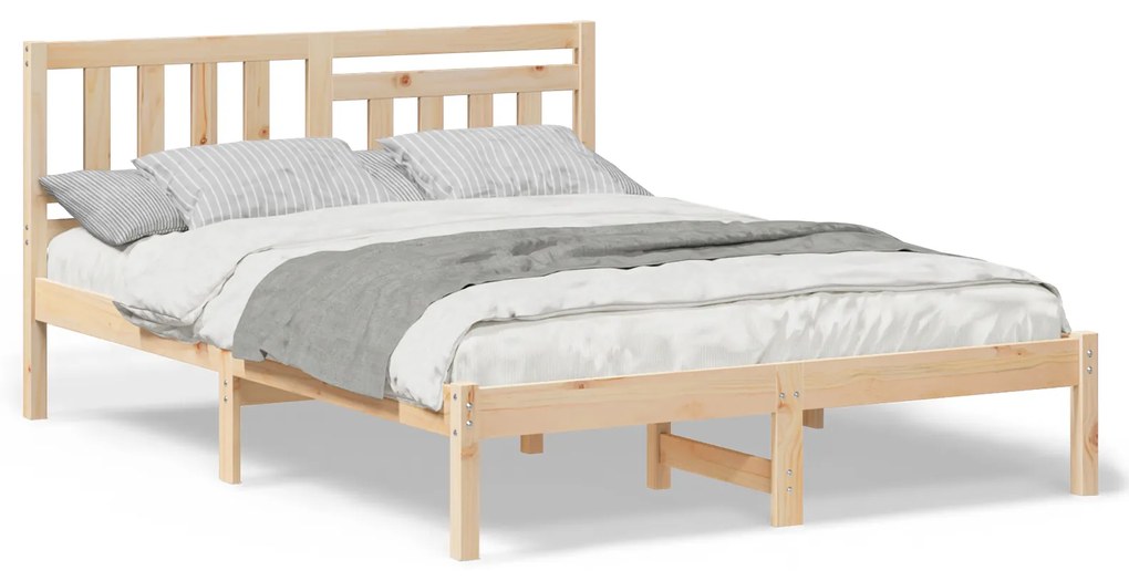 vidaXL Σκελετός Κρεβατιού Καφέ 140 x 190 cm Μασίφ ξύλο πεύκου