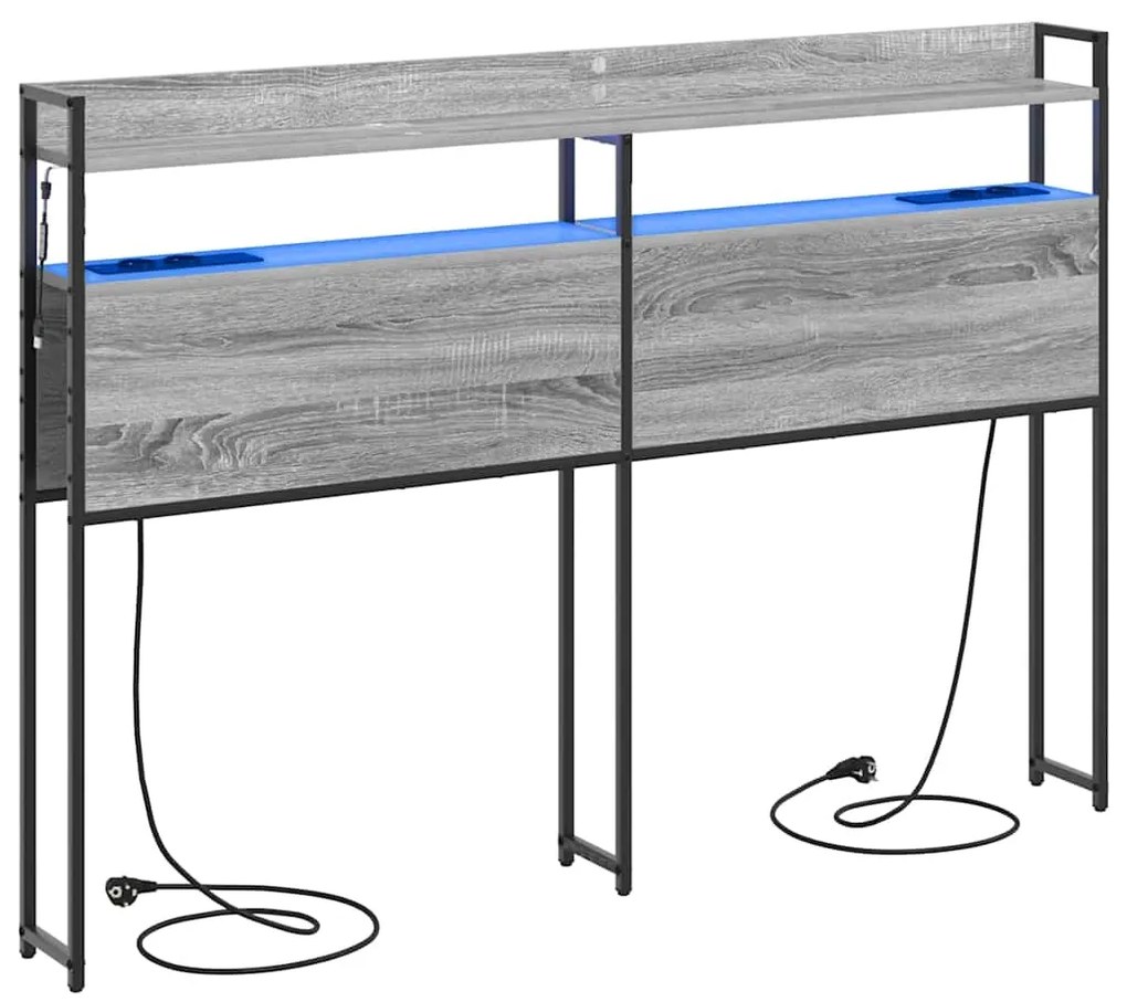 vidaXL Κεφαλάρι Αποθήκης με ράφι Γκρι sonoma 140 cm Επεξεργασμένο ξύλο
