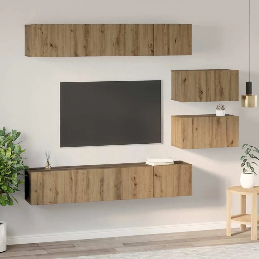 vidaXL Σετ επίπλου τηλεόρασης Επιτοίχιο 6 pcs artisan δρυς