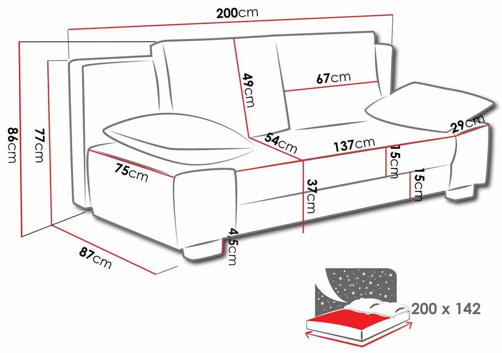 Καναπές κρεβάτι Comfivo 145, Αριθμός θέσεων: 2, Αποθηκευτικός χώρος, 77x200x87cm, Πόδια: Μέταλλο, Πλαστική ύλη | Epipla1.gr